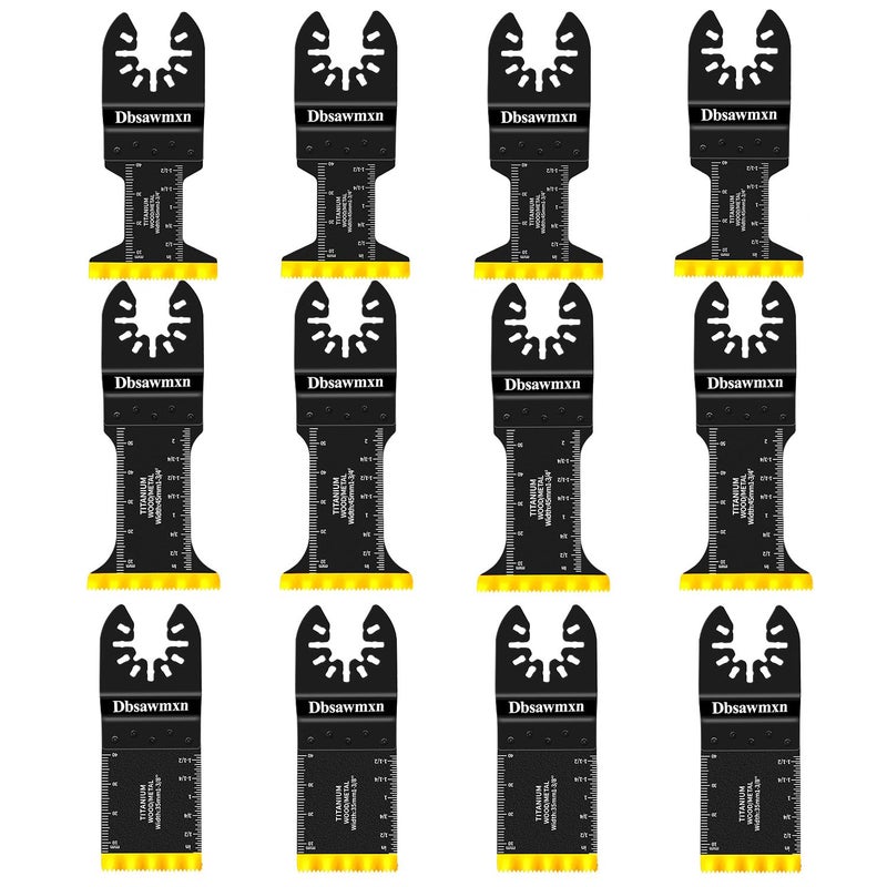 Dbsawmxn 12PCS Titanium Oscillating Tool Blades Metal Cutting, Professional Multi Tool Blades for Metal Wood Plastic Drywall Cuts Saw Blades Compatible with Dewalt Milwaukee Ryobi Rockwell - Image 1